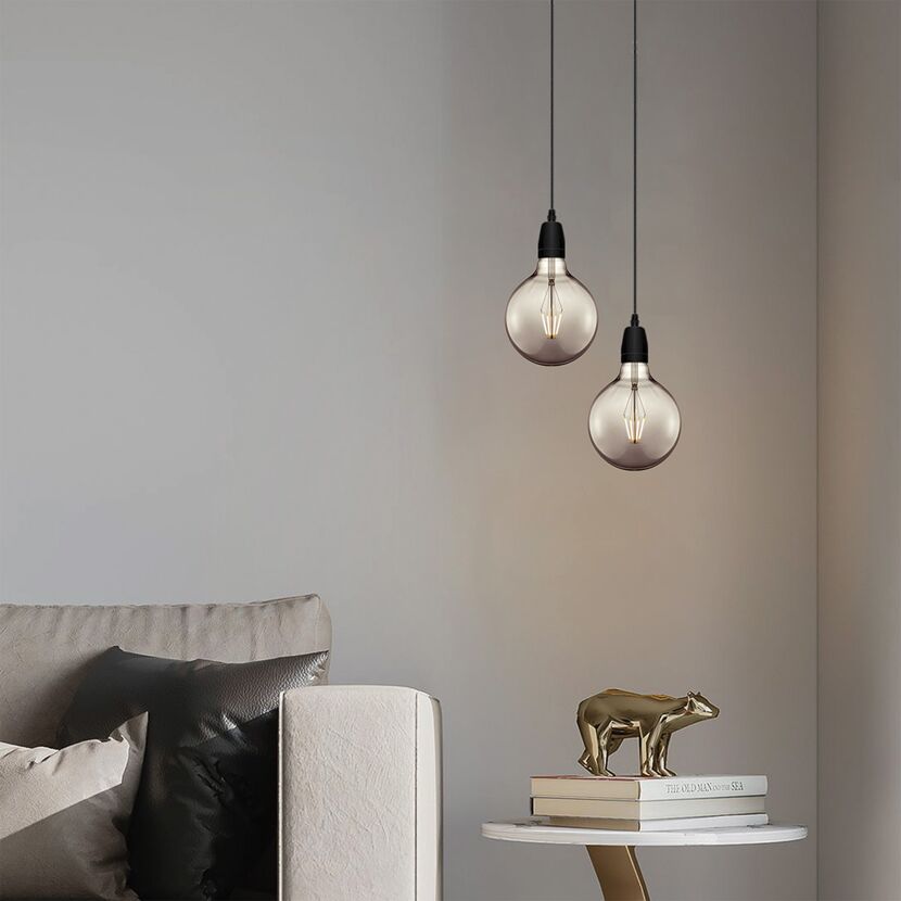 Zwei LED-Lampen Globe E27, rauch