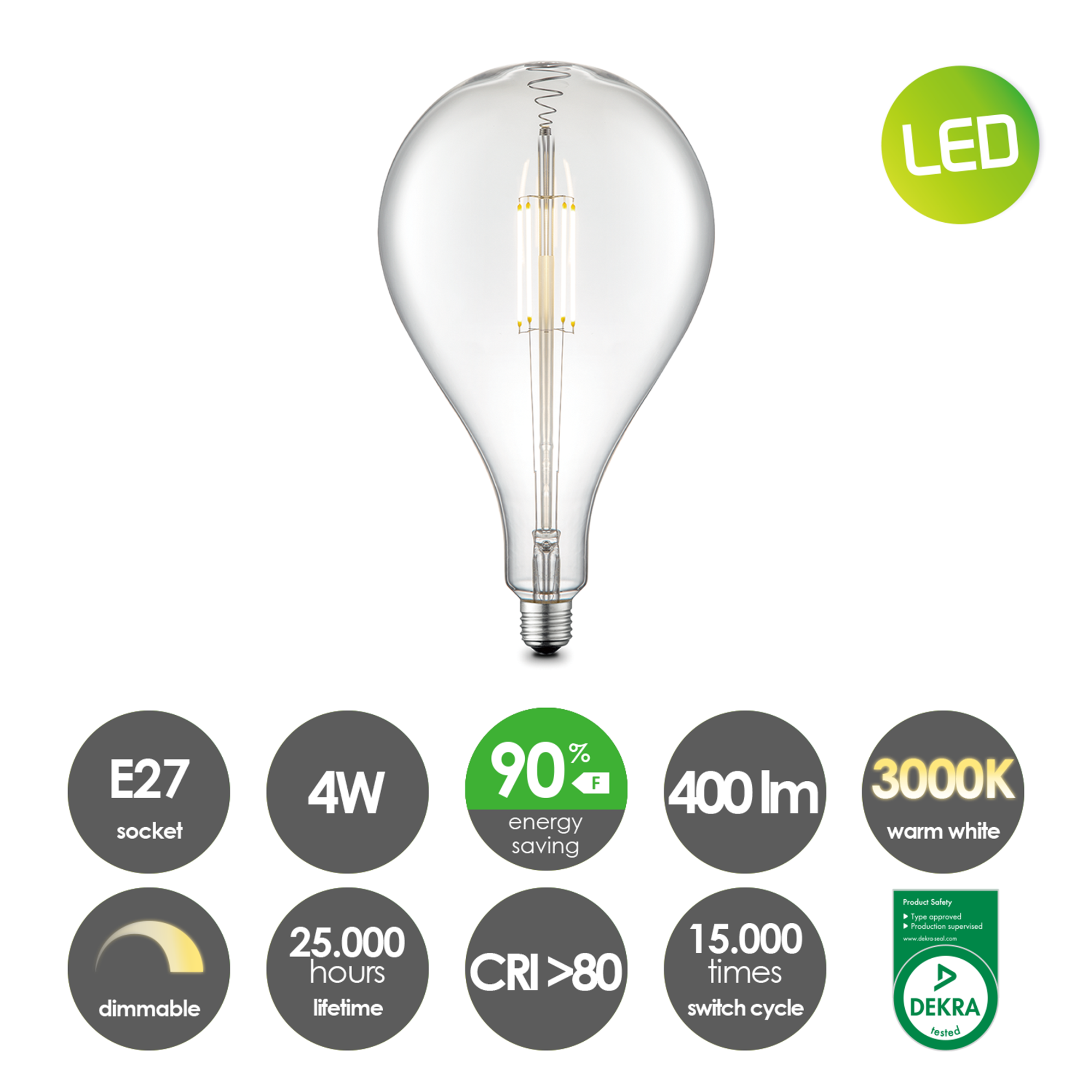 LED-Leuchtmittel 'Carbon B' klar E27 4W 400 lm dimmbar + product picture