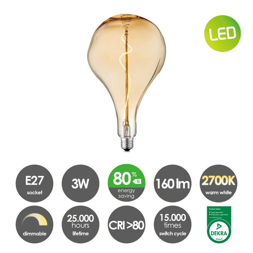 LED-Leuchtmittel 'Flex' amber E27 3 W 180 lm dimmbar