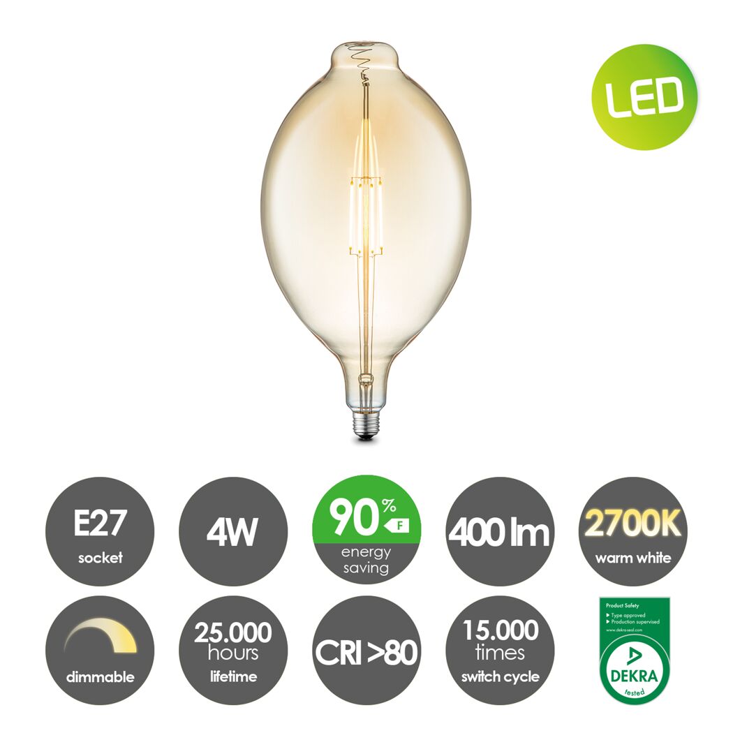LED-Leuchtmittel 'Home Sweet Home' dimmbar gold E27 4 W 400 lm warmweiß