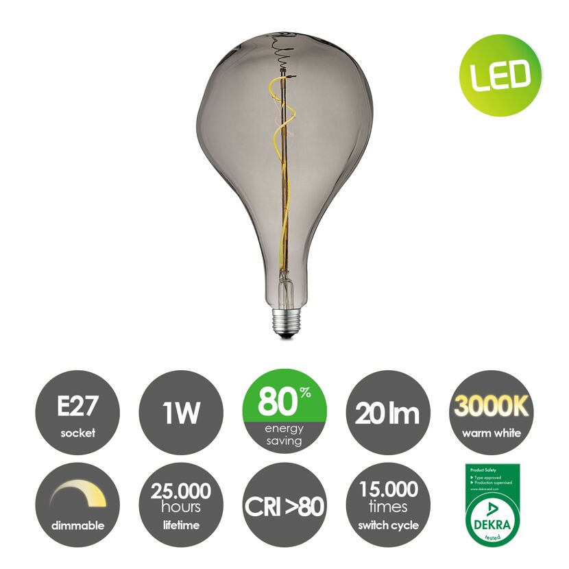 LED-Leuchtmittel 'Flex' rauch E27 31 20 lm dimmbar