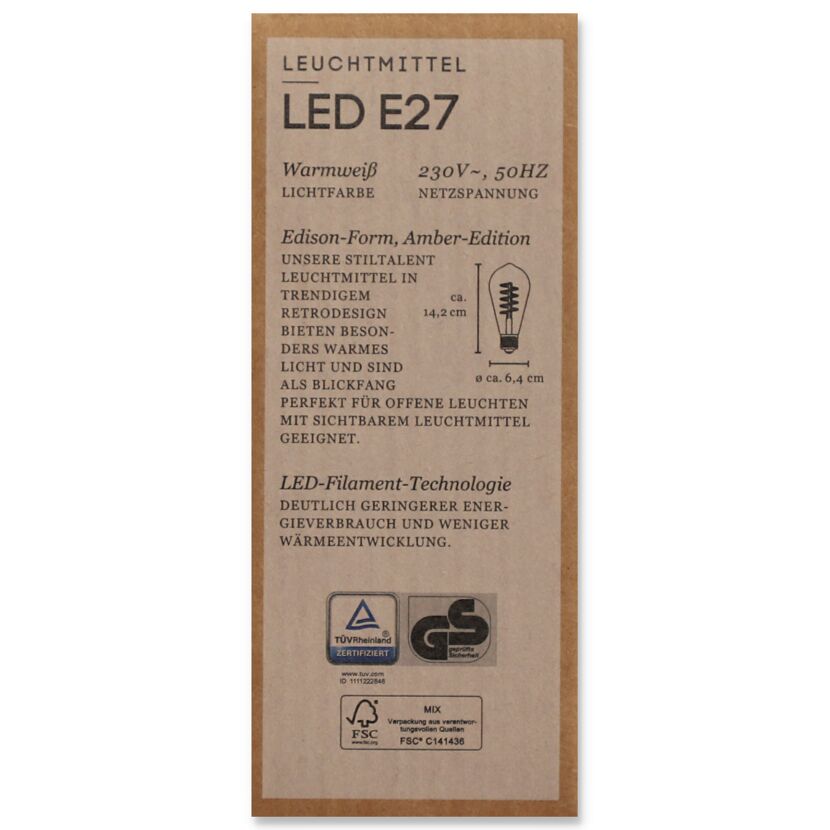 Verpackung LED-Lampe E27 Amber-Edition