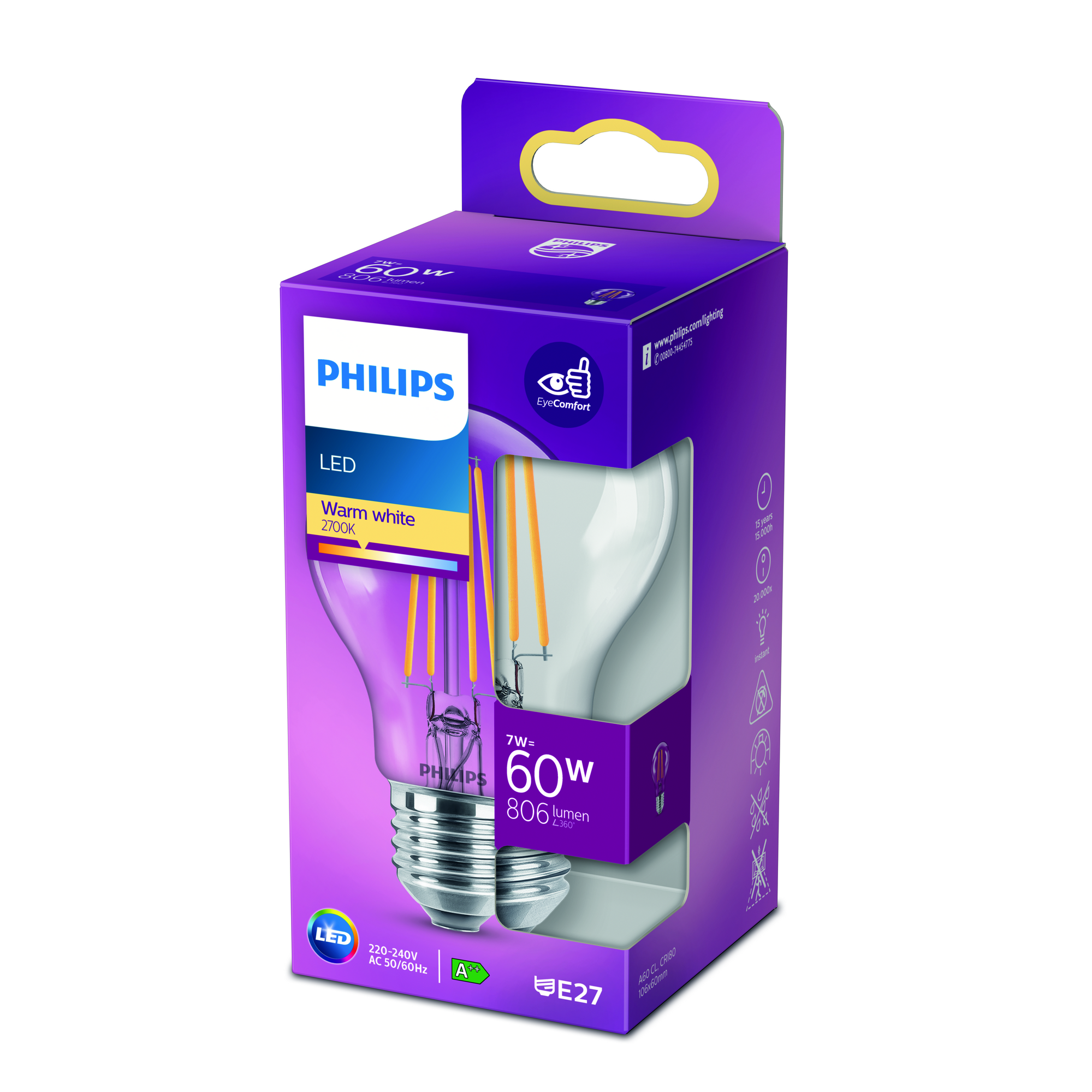 LED Lampe 7 W E27 warmweiß 806 lm klar + product picture