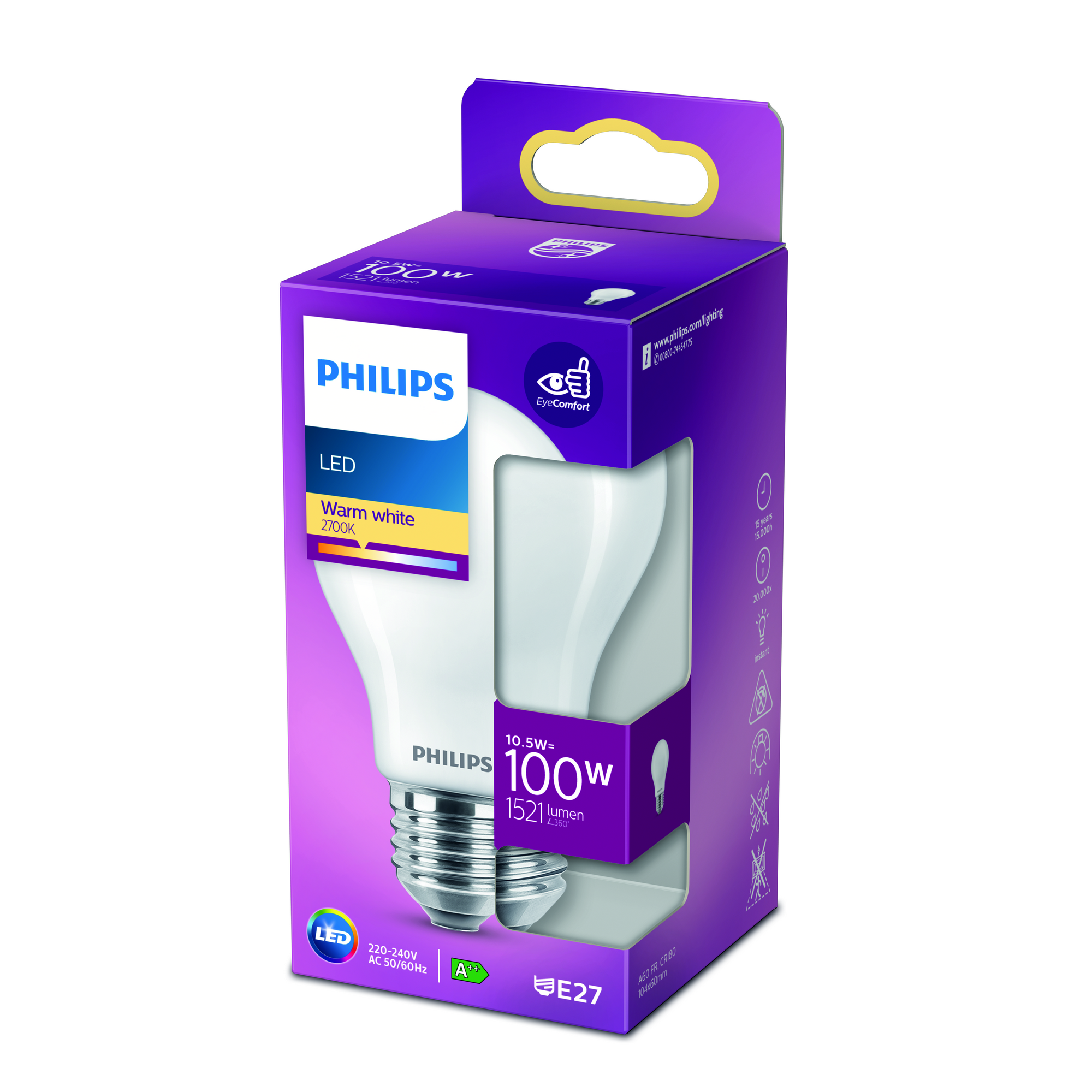 LED Lampe 10,5 W E27 warmweiß 1521 Lumen matt + product picture