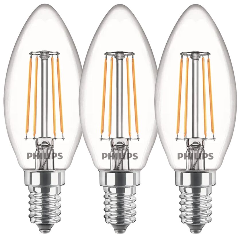 LED-Leuchtmittelset Kerze klar E14 4,3 W 470 lm warmweiß 3 Stück