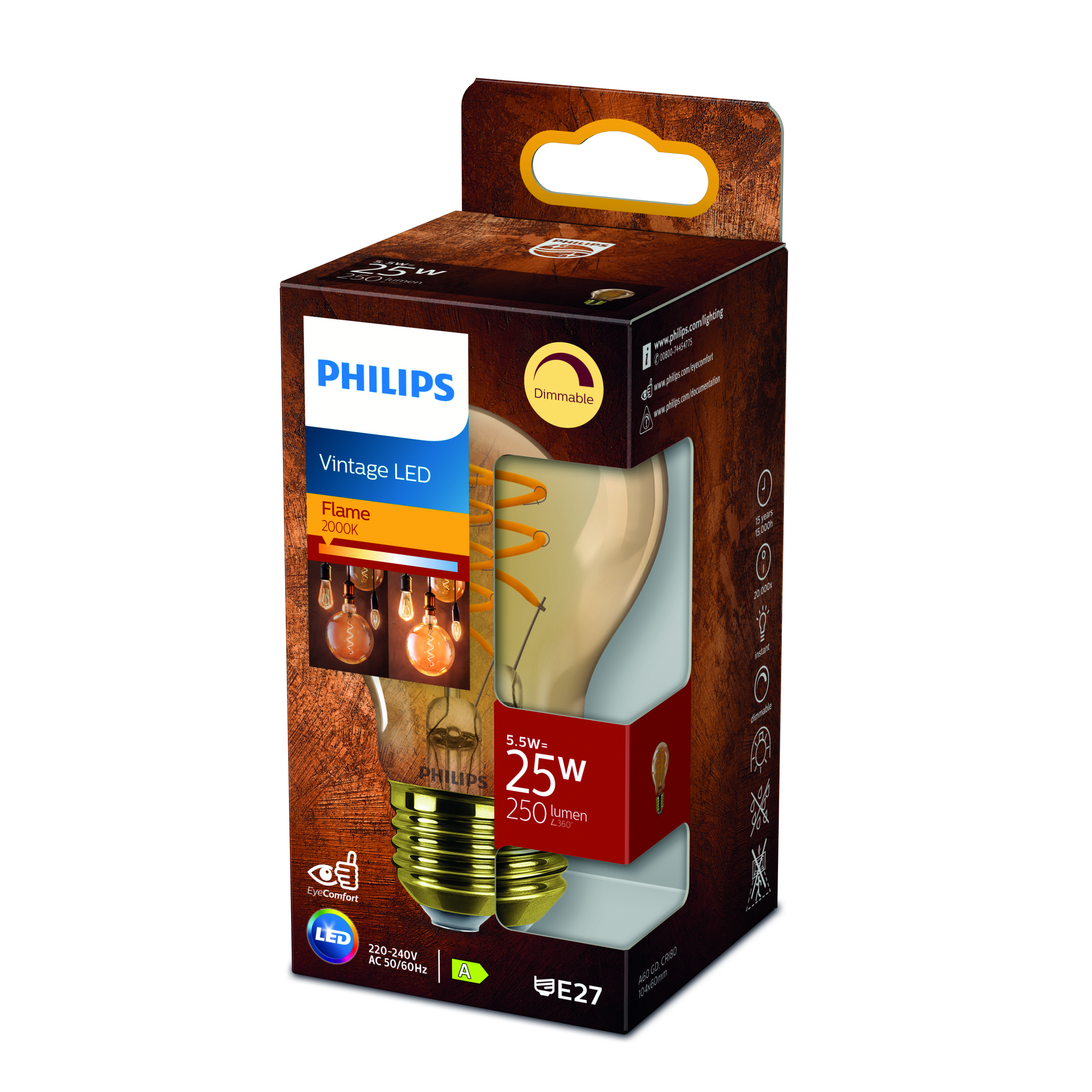 LED classic A60 gold 5,5W E27 warmweiß 250 lm + product picture