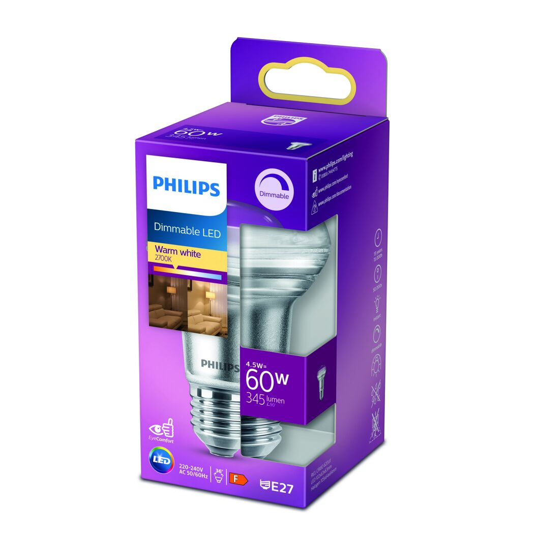 Philips LED-Leuchtmittel dimmbar Reflektor E27, verpackt