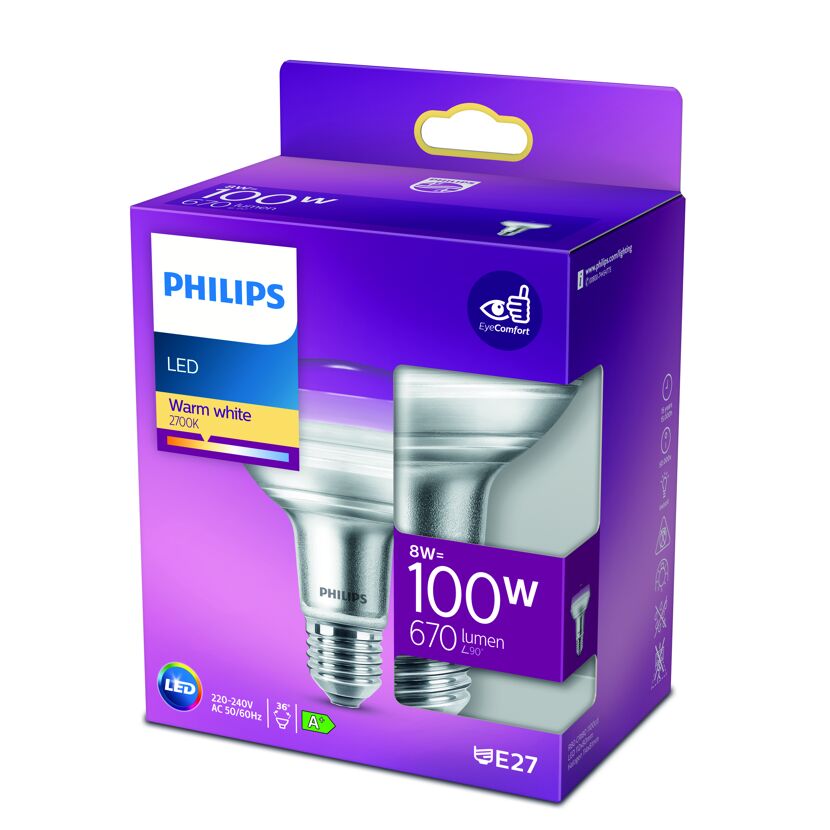 LED Reflektor 8 W E27 R80 warmweiß 670 lm