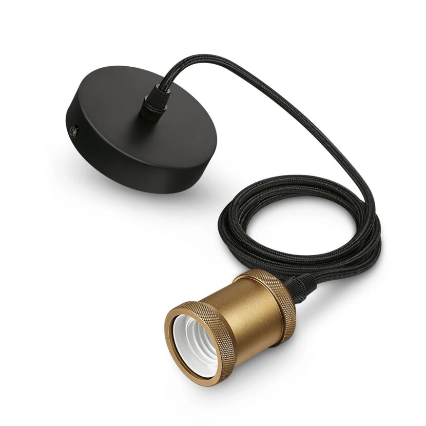 Schnurpendel 'Vintage Cord' E27 gold 2 m