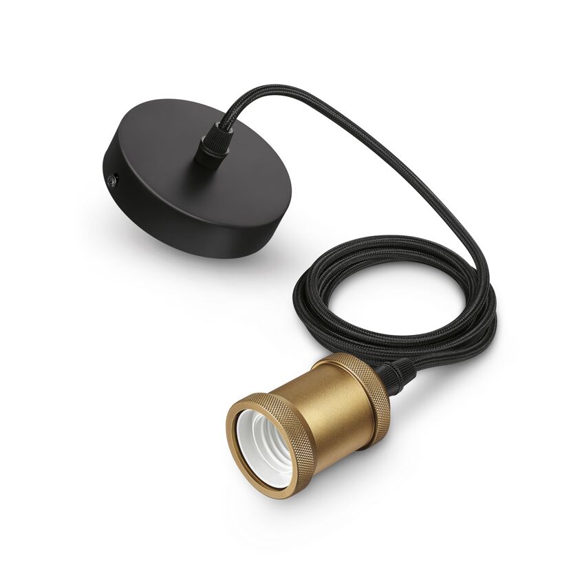 Schnurpendel 'Vintage Cord' E27 gold 2 m