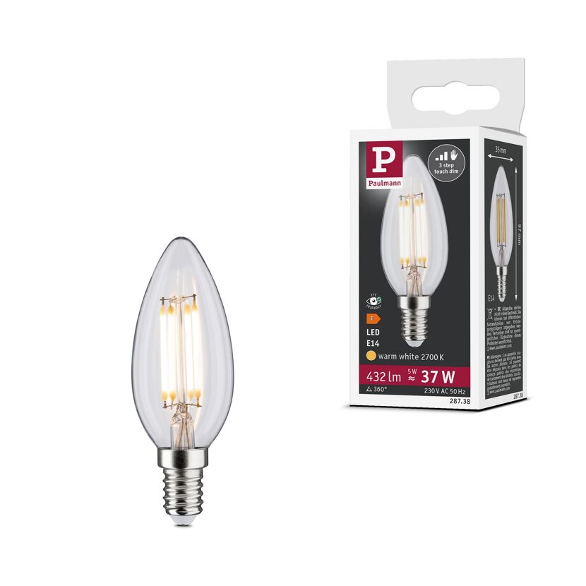 LED-Kerzenlampe E14 5W (37W) 432 lm touch-dim warmweiß