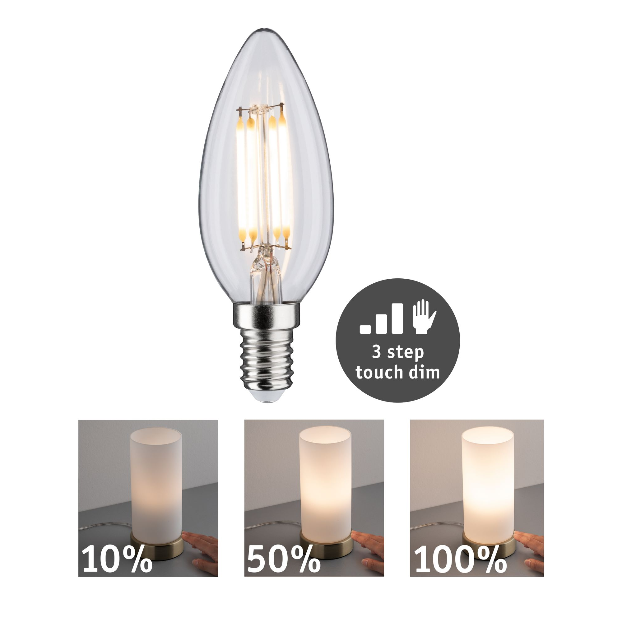 LED-Kerzenlampe E14 5W (37W) 432 lm touch-dim warmweiß + product picture