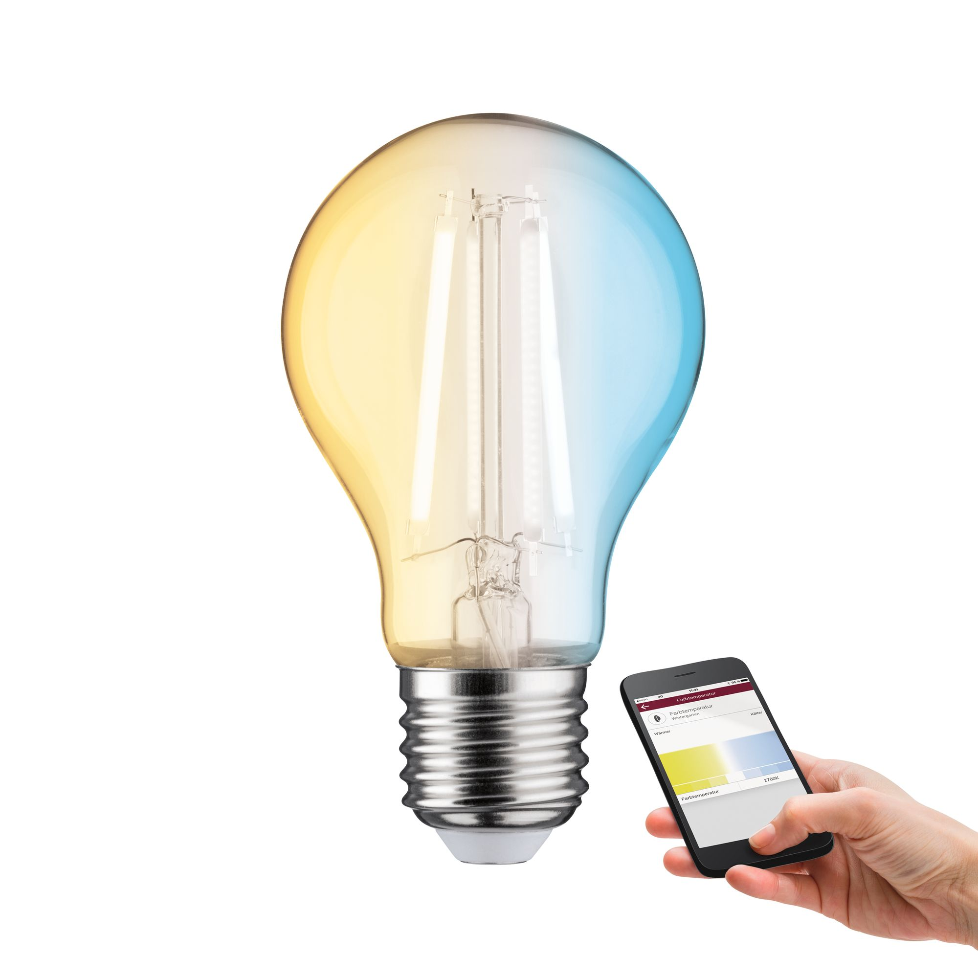 LED-Lampe ZigBee E27 4,7W (40W) 470 lm warm/tageslichtweiß klar + product picture