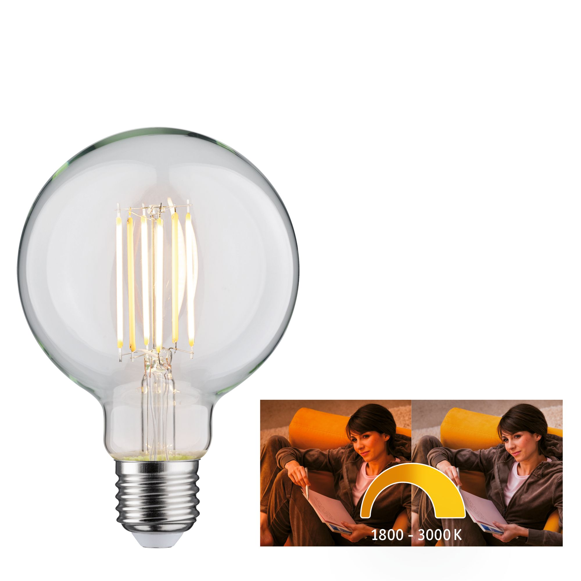 LED-Globelampe E27 7W (60W) 806 lm goldlicht/warmweiß klar + product picture