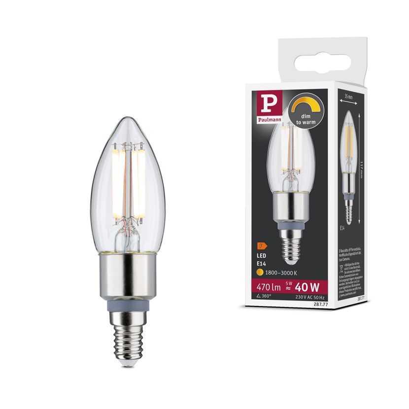 LED-Kerzenlampe E14 5W (40W) 470 lm goldlicht/warmweiß klar