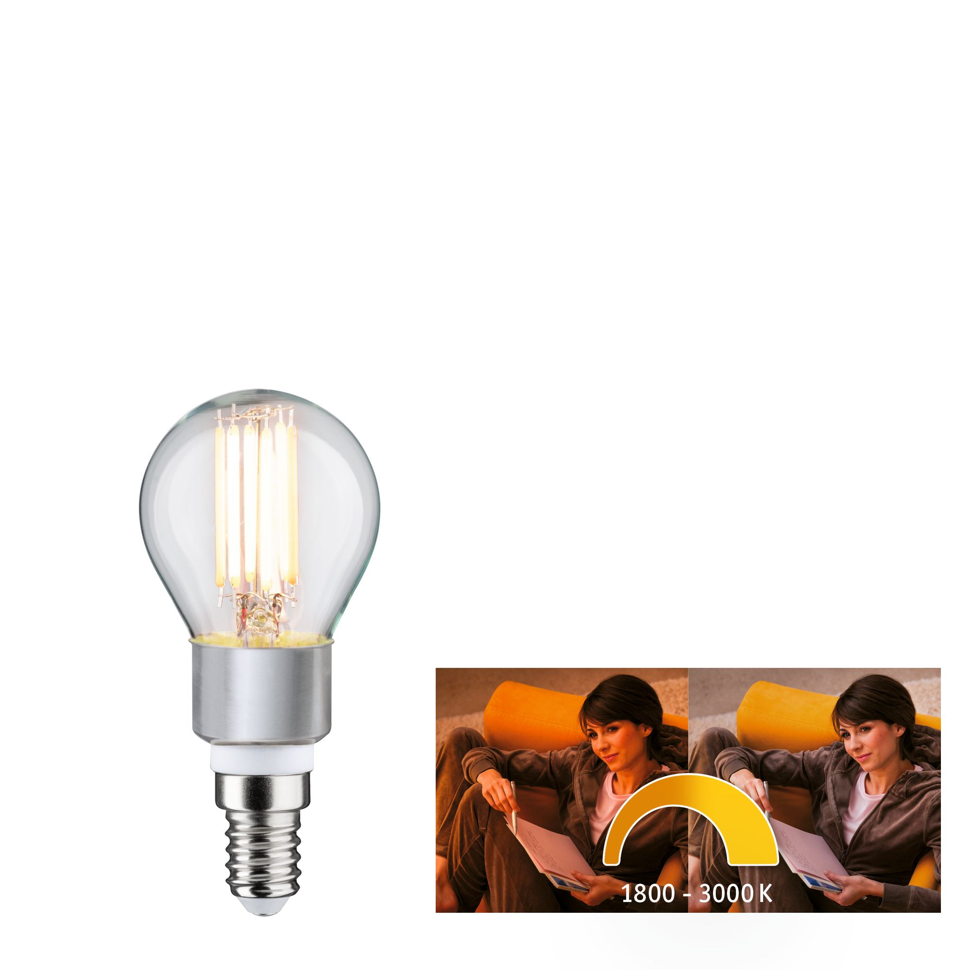 LED-Tropfenlampe E14 5W (40W) 470 lm goldlicht/warmweiß klar + product picture