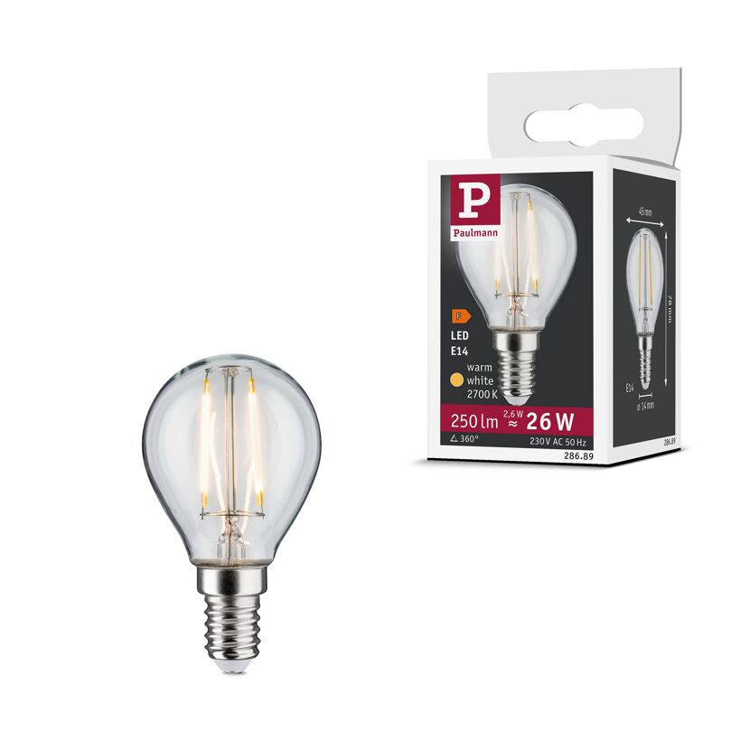 LED-Tropfenlampe E14 2,6W (26W) 250 lm warmweiß klar