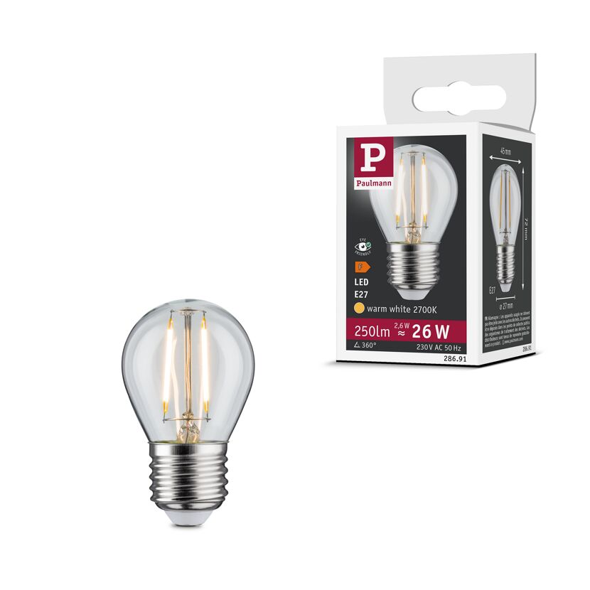 LED-Tropfenlampe E27 2,6W (26W) 250 lm warmweiß klar