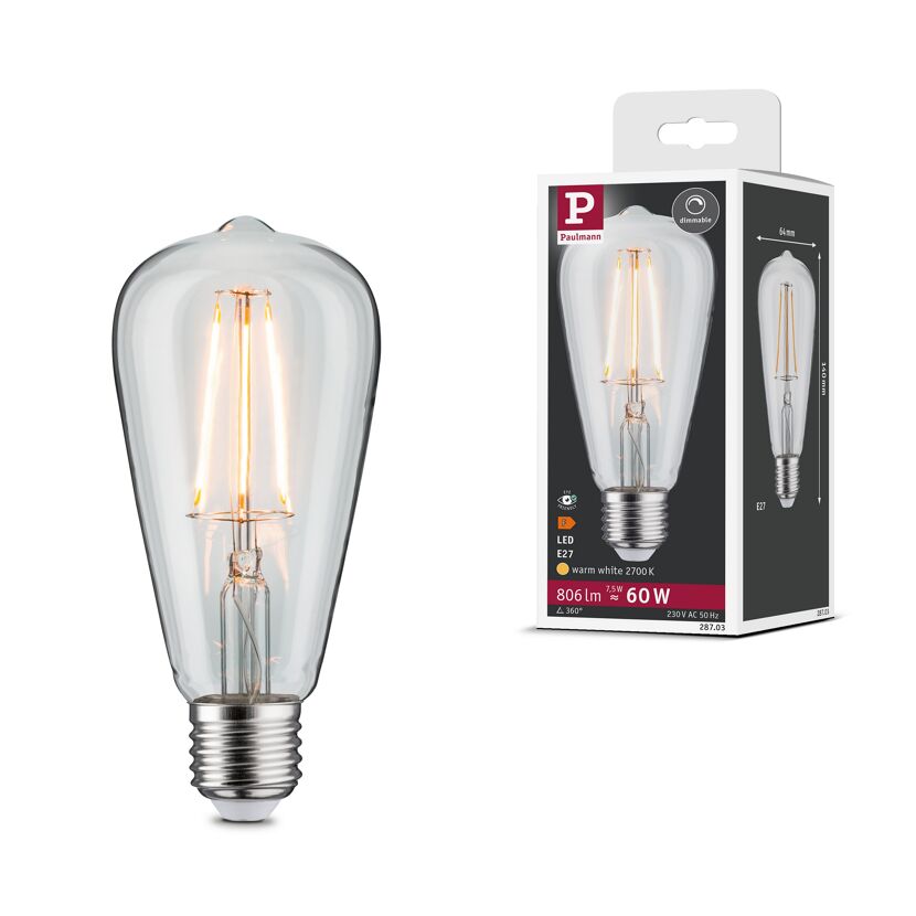 LED-Kolbenlampe ST64 E27 7,5W (60W) 806 lm warmweiß klar
