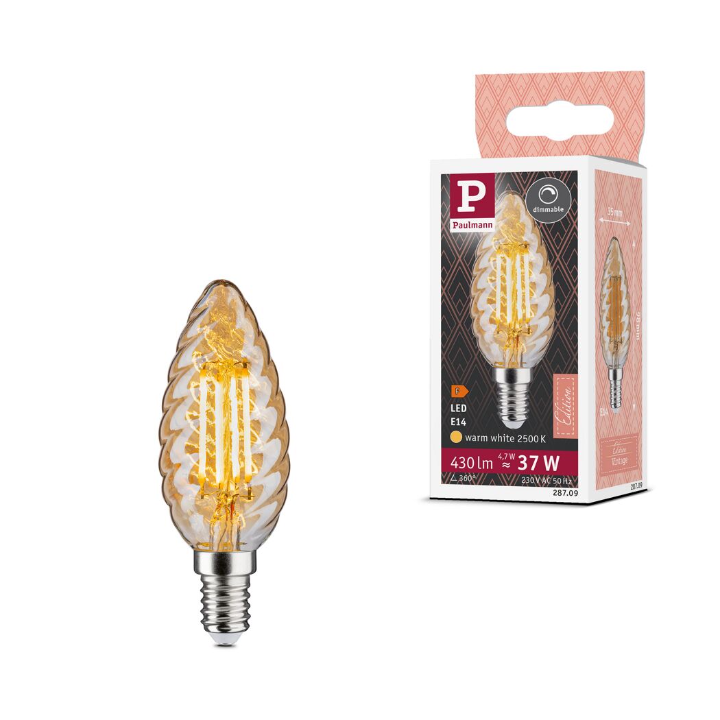 LED-Leuchtmittel 'Vintage' dimmbar Kerze gold E14 4,7 W 430 lm warmweiß