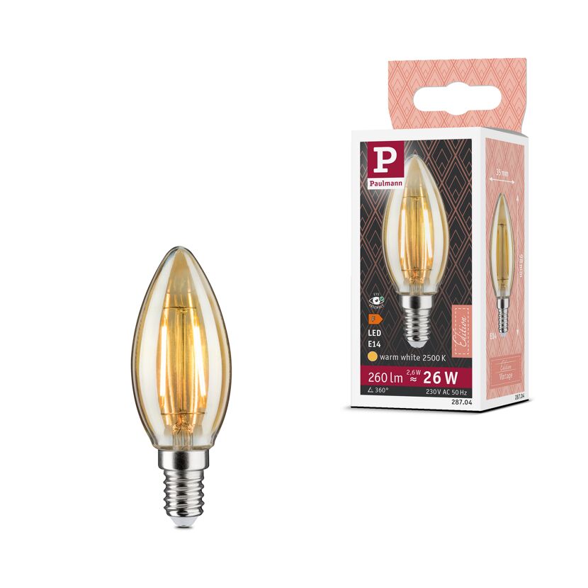 LED-Kerzenlampe E14 2,6W (26W) 260 lm warmgold