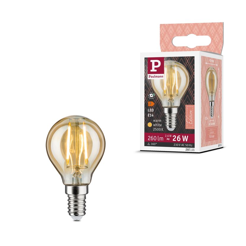 LED-Tropfenlampe E14 2,6W (26W) 260 lm warmgold