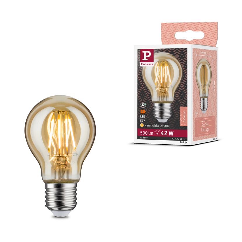 LED-Lampe E27 4,7W (42W) 500 lm warmgold