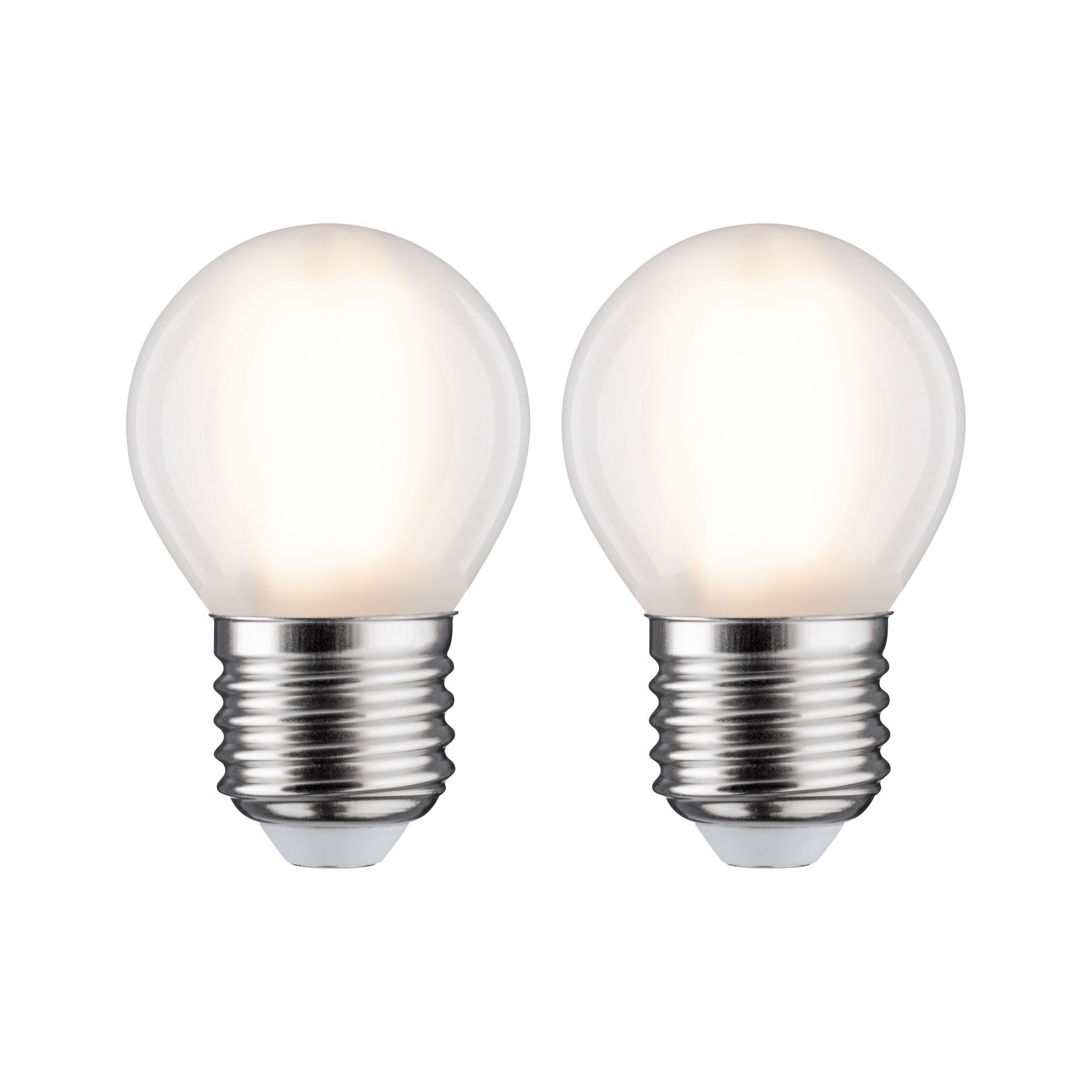 Zwei matte LED Tropfenlampen E27
