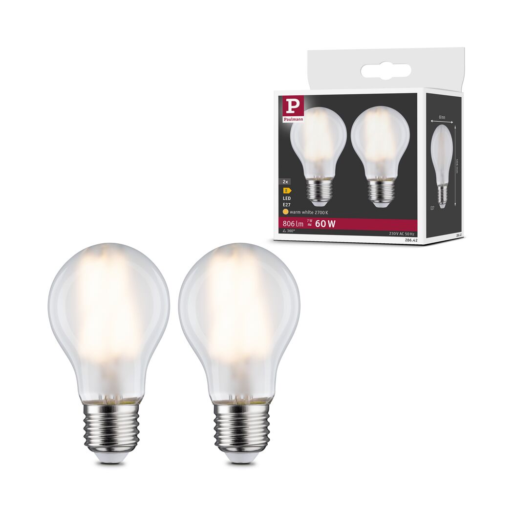 LED-Leuchtmittelset Standardform E27 7 W 806 lm warmweiß 2 Stück