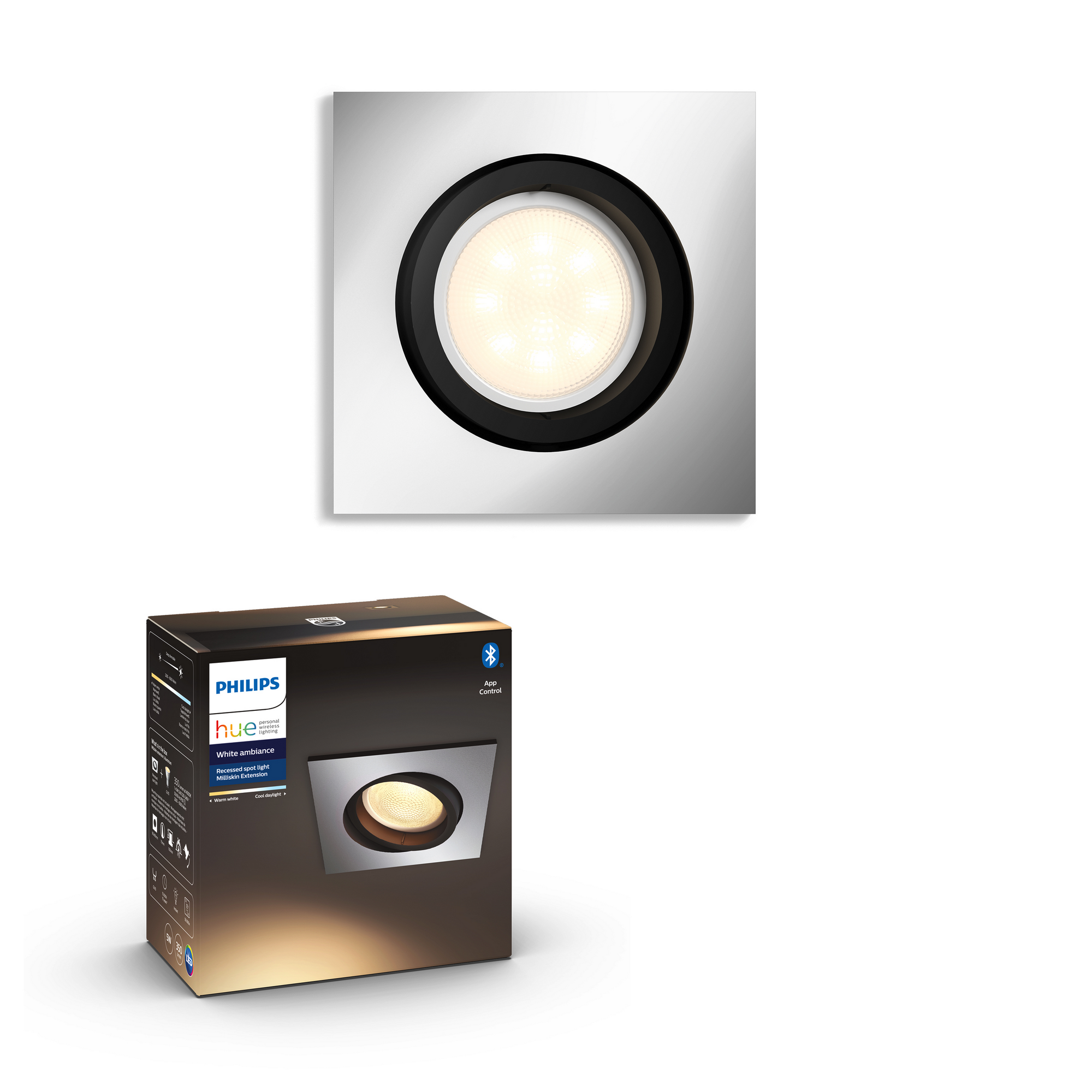 LED-Einbauspot 'Hue White Ambiance Milliskin' eckig, silber 250 lm + product picture