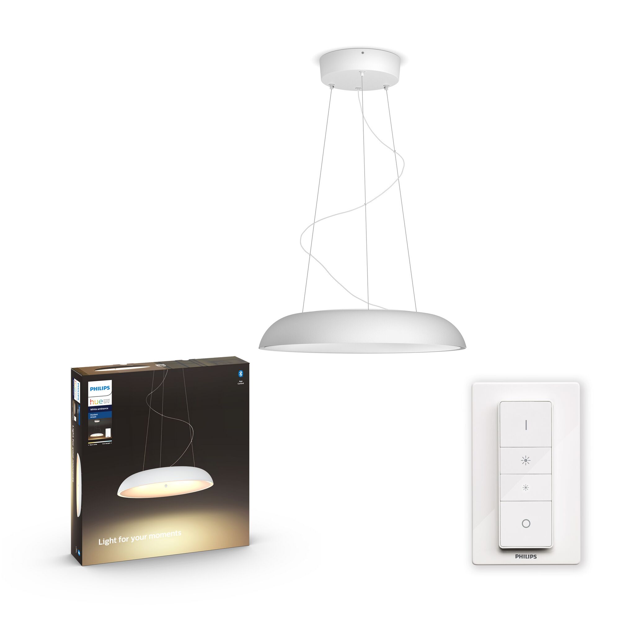 Philips Hue Pendelleuchte Amaze und Fernbedienung
