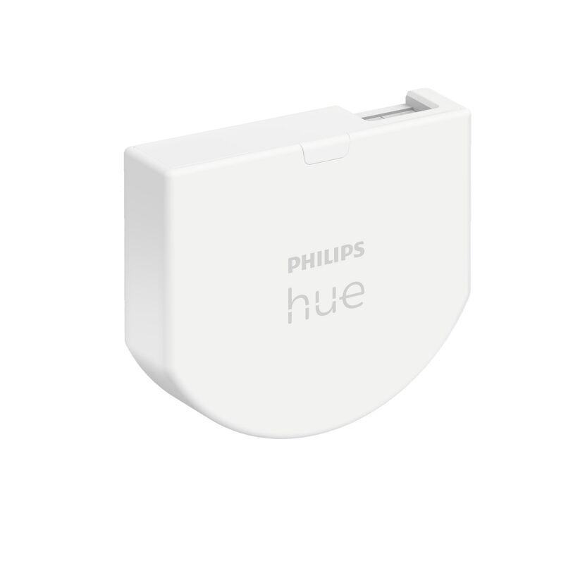 Weißes Philips Hue Wandschalter-Modul.