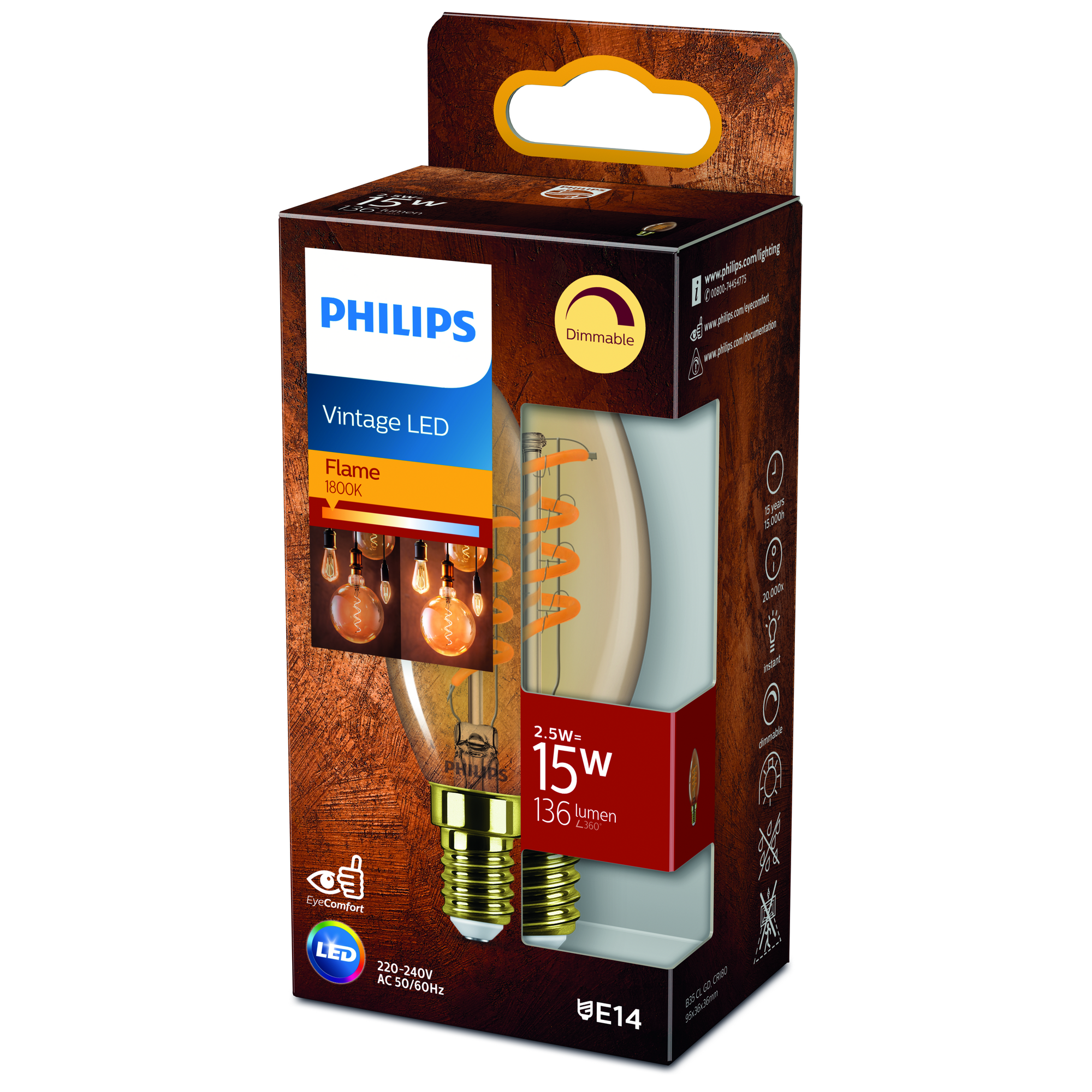LED-Kerzenlampe 'Vintage' Gold E14 3,5 W, dimmbar + product picture