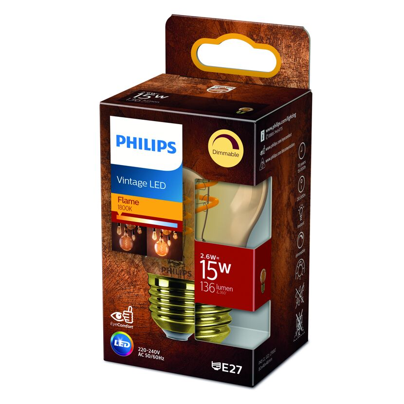 Philips Vintage LED-Lampe, 2,6 W, E27 Fassung
