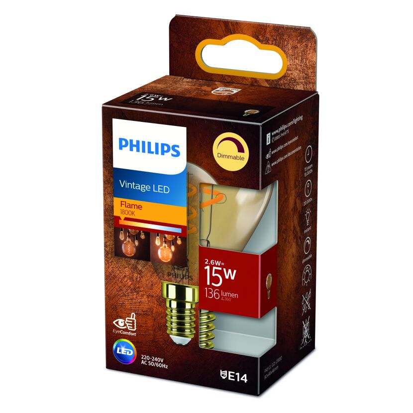 Philips Vintage LED-Lampe, 2,6 W, 15 W, dimmbar