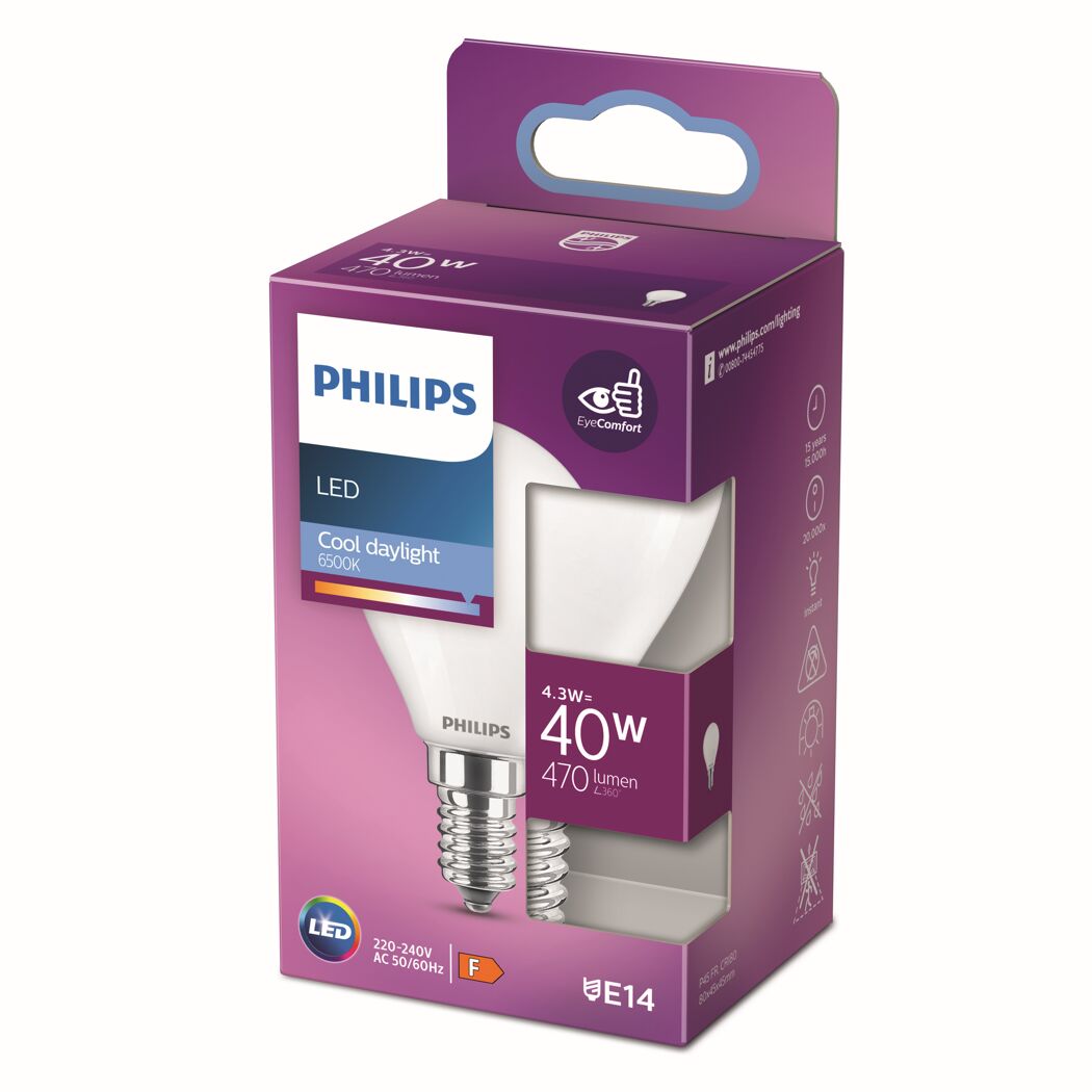 Philips LED-Leuchtmittel E14 Tropfen matt in Verpackung