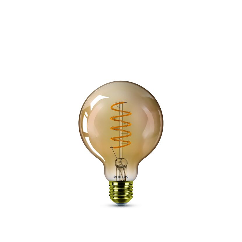 LED Lampe Philips, Globe, Gold, dimmbar