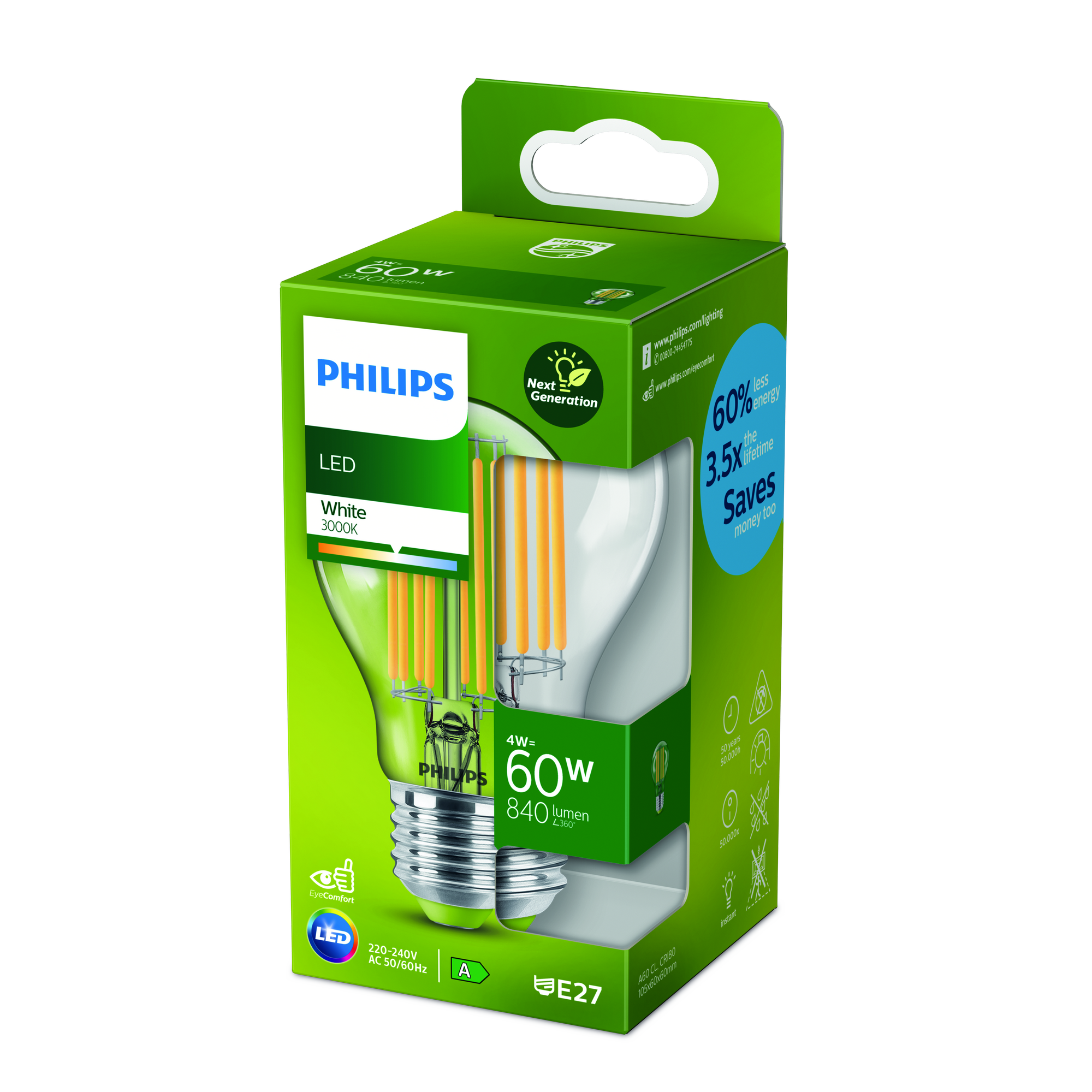 Philips E27 LED Lampe WarmGlow 6W 470Lm warmweiss dimmbar
