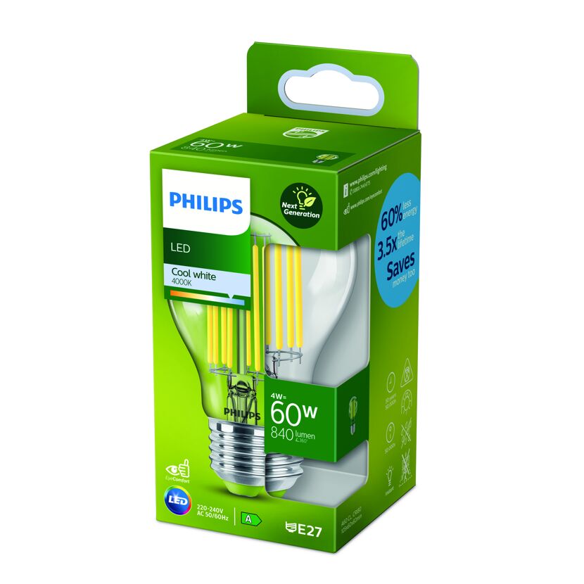 Philips LED-Lampe 4W = 60W, kühles Weiß, in Verpackung