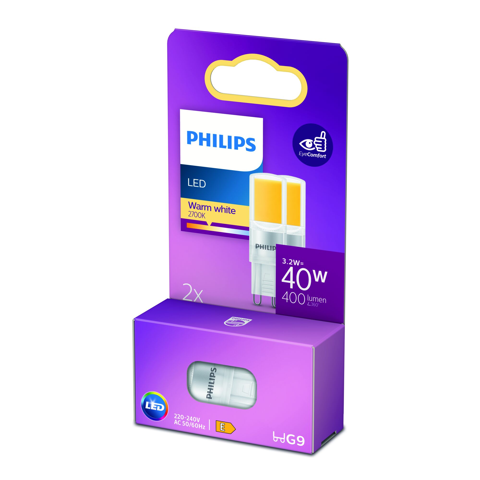 Zwei Philips LED-Lampen G9 in Verpackung