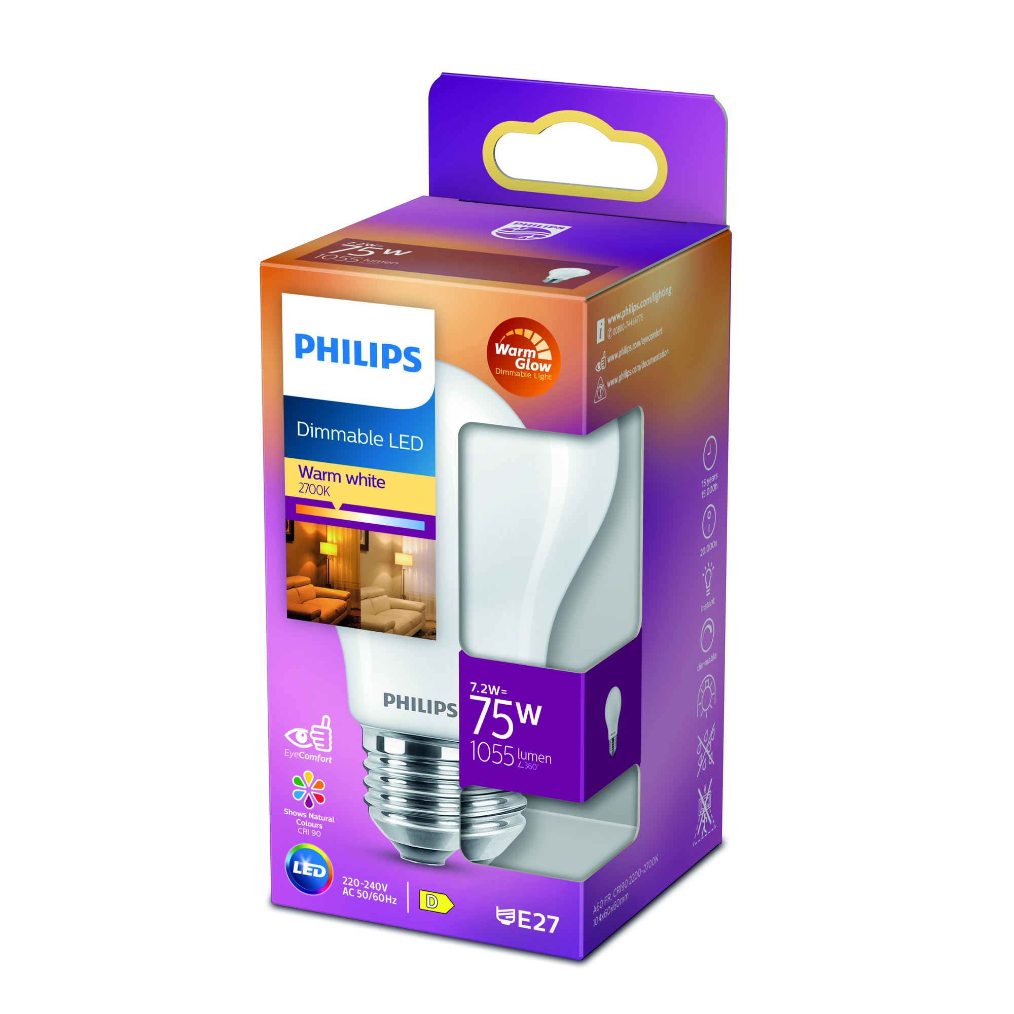 Philips LED-Lampe ‚Warmglow‘ Glühlampe E27 1080 lm