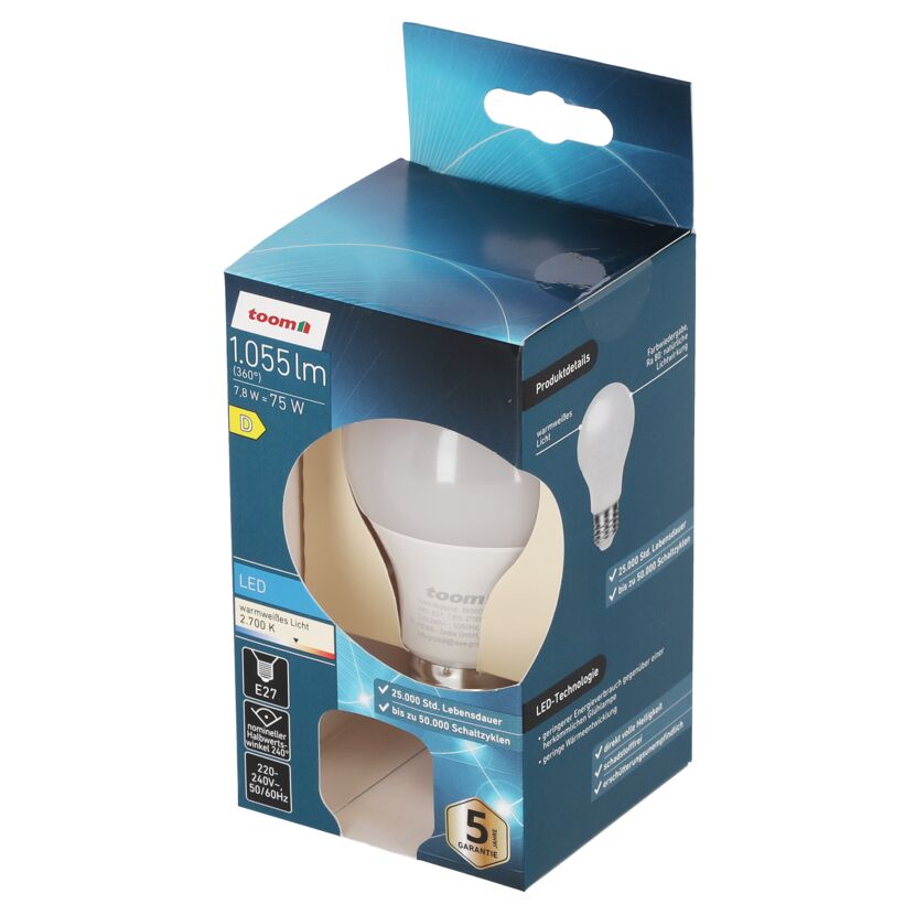 LED-Leuchtmittel Standardform matt E27 7,8 W 1055 lm warmweiß