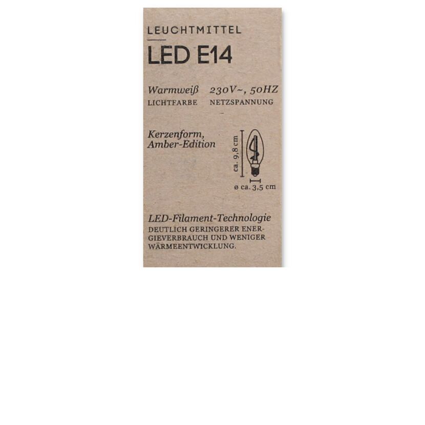 LED Lampe E14 Kerzenform Amber-Edition