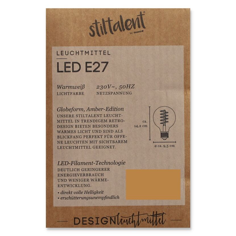 LED-Leuchtmittel E27, Globeform, Amber-Edition