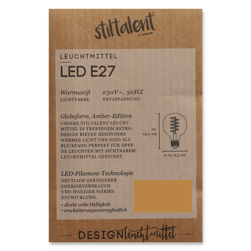 LED-Leuchtmittel E27, Globeform, Amber-Edition