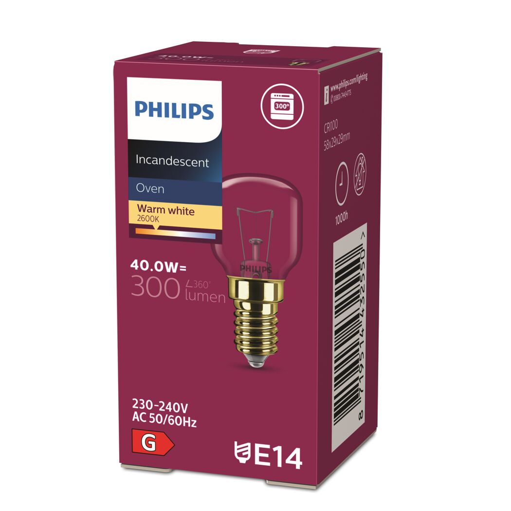 Philips Backofenlampe 40W, warmweiß, E14