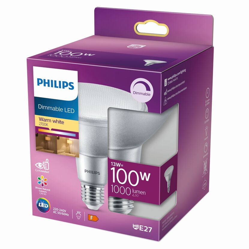 Philips LED Lampe 13W = 100W, warmweiß, dimmbar