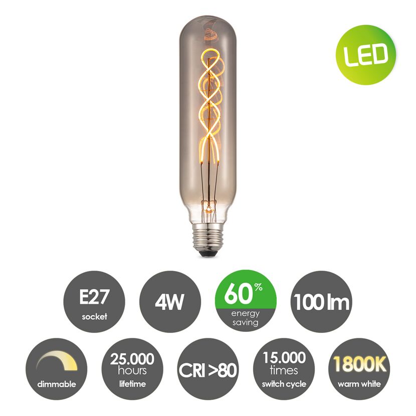 LED-Röhre, Filament, warmweiß, E27, 4 W
