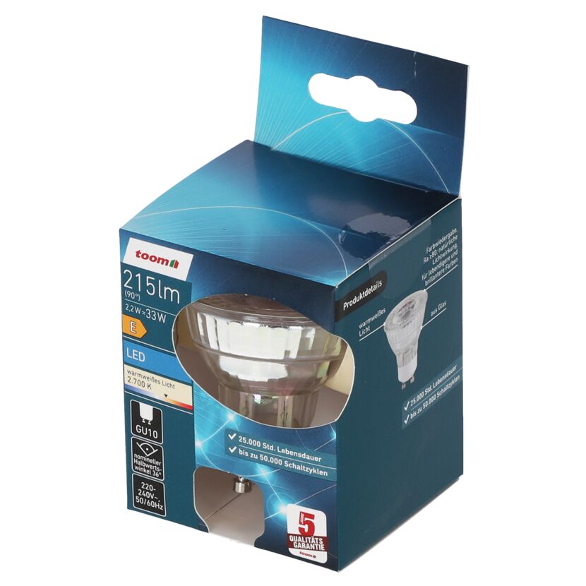 LED-Leuchtmittel Reflektor klar GU10 2,2 W 215 lm warmweiß