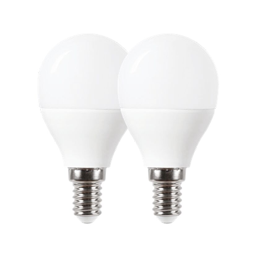 Zwei matte LED Tropfenlampen mit E14 Fassung